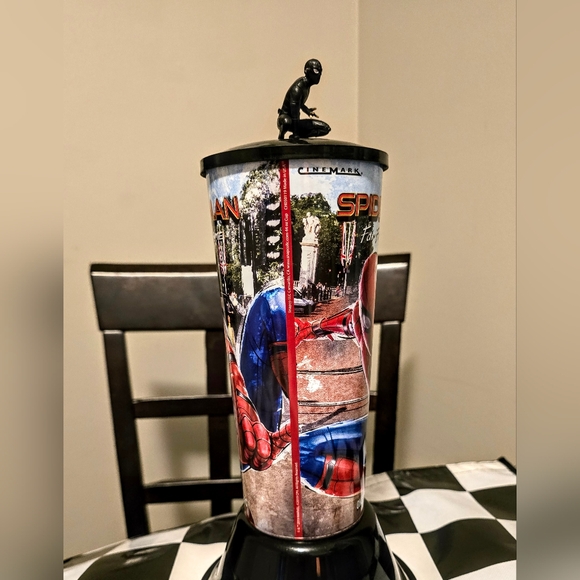 5/$50 EUC Spiderman Far From Home Cinema Reusable Cup Black Spiderman Topper - Picture 12 of 14